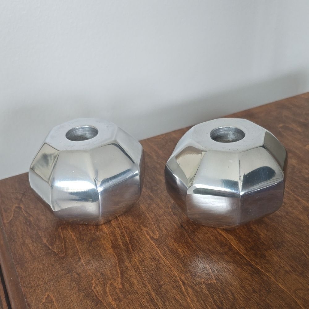 Nima Oberoi Lunares | Silver Geometric Candle Holders